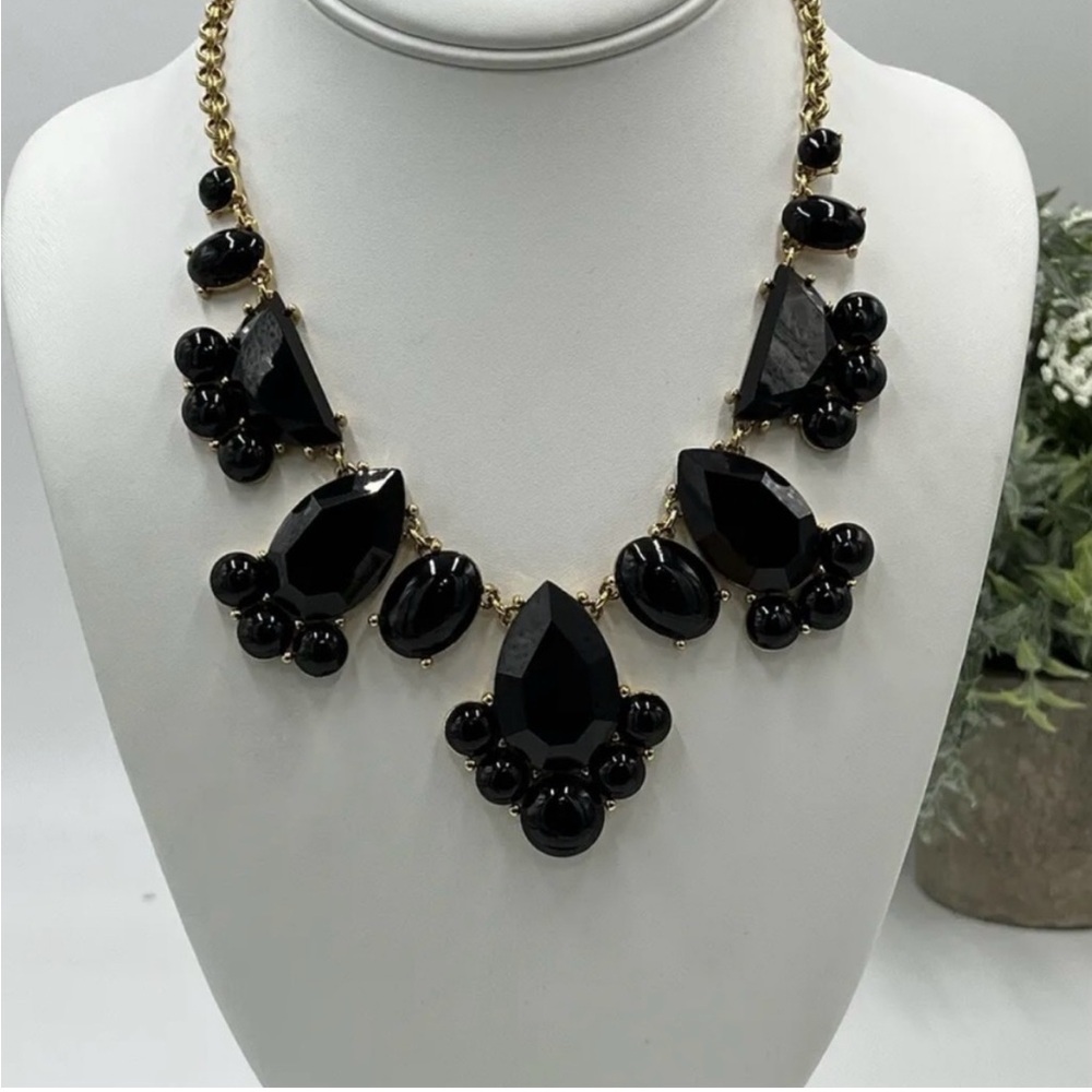 Kate Spade Necklace DAY TRIPPER Statement Jet Black‎ Baubles Beads Gold Tone 20"